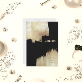 Gold Black Cheers Happy Nieuwjaar met Logo Holida Feestdagenkaart