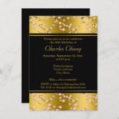 Gold, Black Cherry Blossom 50th Birthday Invite Kaart (Voorkant / Achterkant)
