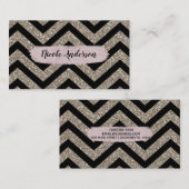 Gold Black Chevron Pink Glitter Modern Brush Glam Visitekaartje (Voorkant / Achterkant)