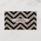 Gold Black Chevron Pink Glitter Modern Brush Glam Visitekaartje (Achterkant)