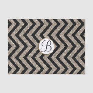 Gold Black Chevron Print Monogram Letter-Initiaal Tissuepapier