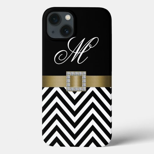 GOLD BLACK CHEVRON UW MONOGRAM Case-Mate iPhone CASE (Achterkant)