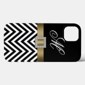 GOLD BLACK CHEVRON UW MONOGRAM Case-Mate iPhone CASE (Achterkant (horizontaal))