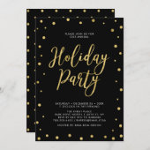 Gold & Black Chic Confetti Corporate Holiday Party Kaart (Voorkant / Achterkant)