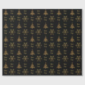Gold Black Chic-kerstboom - Aangepaste Logo Cadeaupapier (Vlak)