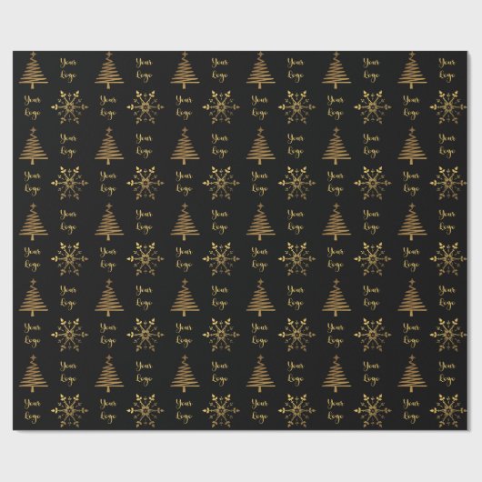 Gold Black Chic-kerstboom - Aangepaste Logo Cadeaupapier (Vlak)