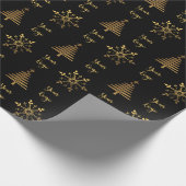 Gold Black Chic-kerstboom - Aangepaste Logo Cadeaupapier (Hoek)
