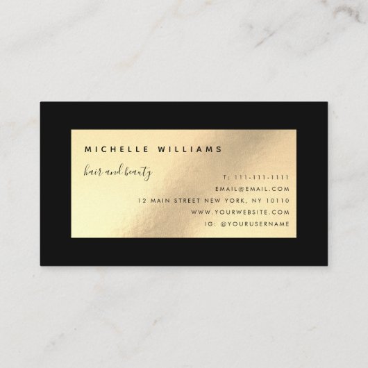 Gold & Black Chic Modern Elegant Visitekaartje (Achterkant)