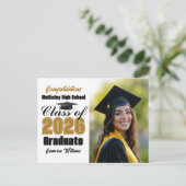 Gold Black Class of 2026 Graduate Photo Graduation Aankondigingskaart (Staand voorkant)