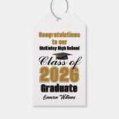 Gold Black Class of 2026 Graduation Party Custom Cadeaulabel (Voorkant)