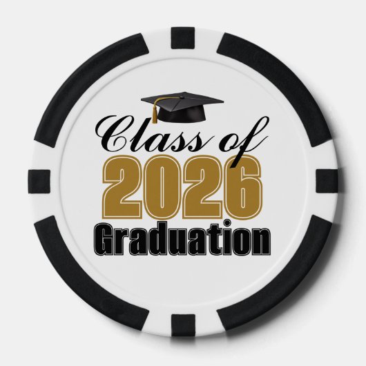 Gold Black Class of 2026 Graduation Party Poker Chips (Voorkant)