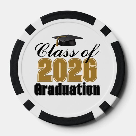Gold Black Class of 2026 Graduation Party Poker Chips (Achterkant)