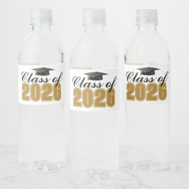 Gold Black Class of 2026 Graduation Party Waterfles Etiket