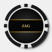 Gold Black Classic Monogrammed Groomsman Poker Chips (Voorkant)