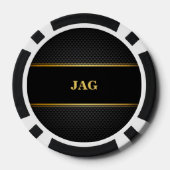 Gold Black Classic Monogrammed Groomsman Poker Chips (Achterkant)