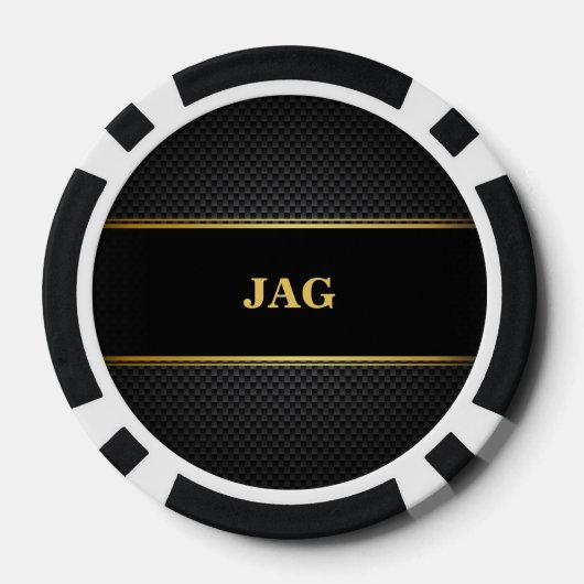 Gold Black Classic Monogrammed Groomsman Poker Chips (Achterkant)
