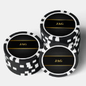 Gold Black Classic Monogrammed Groomsman Poker Chips (Opstapeling)