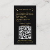 Gold Black Cleaning Service Maid QR Code Logo Visitekaartje (Achterkant)