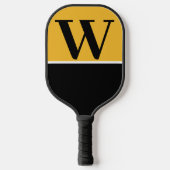 Gold & Black College Team Kleuren Monogram Pickleball Paddle (Voorkant)
