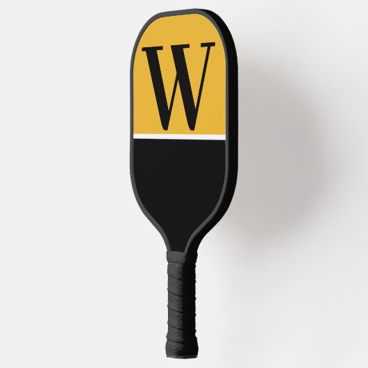 Gold & Black College Team Kleuren Monogram Pickleball Paddle (Links)