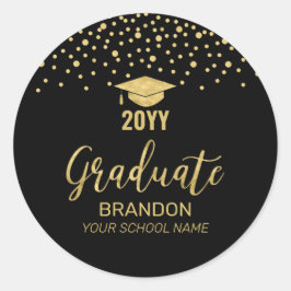 Gold Black Confetti 2022 Graduation Party Favor Ronde Sticker