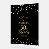 Gold & Black Confetti - 50e verjaardag Acryl Bord (Hoek)