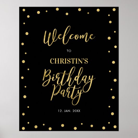 Gold & Black Confetti - 50e verjaardag Poster (Voorkant)