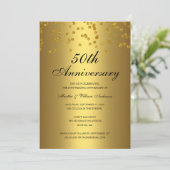Gold Black Confetti 50th Wedding Jubileum Kaart (Staand voorkant)