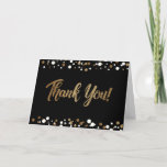 Gold Black confetti 60th Birthday Bedankkaart<br><div class="desc">Beschrijving: Laat uw dankbaarheid en waardering blijken met de Gold Black Confetti 60th Birthday Thank You Card. Deze gevouwen kaart kunt u personaliseren met een speciale groet en jouw naam, waardoor het een oprechte en betekenisvolle token van bedankt. Het ontwerp van de kaart is voorzien van gedrukte gouden en witte...</div>