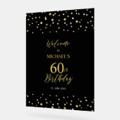 Gold & Black Confetti 60th Birthday Party Welkom Acryl Bord (Hoek)