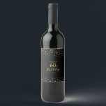 Gold & Black Confetti 60th Birthday Party Wijn Etiket<br><div class="desc">Dit moderne flessenetiket is perfect voor een chic Black and Gold verjaardagsfeestje. Dit ontwerp van het etiket van de douanepartijliquor kenmerkt gouden typografie " 60th Birthday " en een hexagon confetti achtergrond. U kunt de naam en de tekst van de gebeurtenisdatum personaliseren. Overeenkomende uitnodigingen en partijbenodigdheden zijn beschikbaar in mijn...</div>