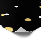 Gold & Black Confetti 65th Birthday Party - Welkom Poster (Hoek)