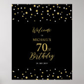 Gold & Black Confetti - 70e verjaardag Poster (Voorkant)