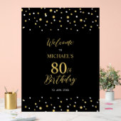 Gold & Black Confetti 80th Birthday Party - Welkom Acryl Bord (Huwelijk)