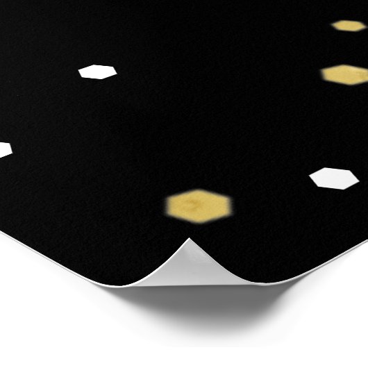 Gold & Black Confetti 80th Birthday Party - Welkom Poster (Hoek)