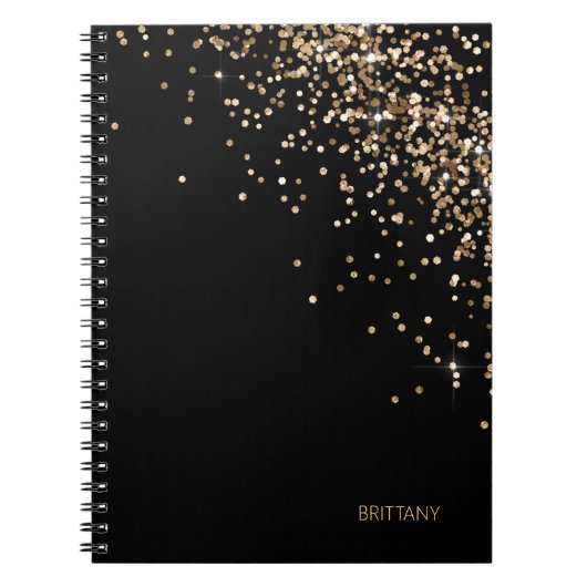 Gold Black Confetti - Aangepast Notitieboek (Voorkant)