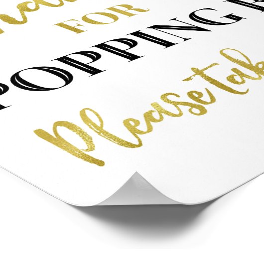 Gold Black Confetti Bedankt voor Popping by Sign Poster (Hoek)