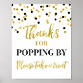 Gold Black Confetti Bedankt voor Popping by Sign Poster (Voorkant)