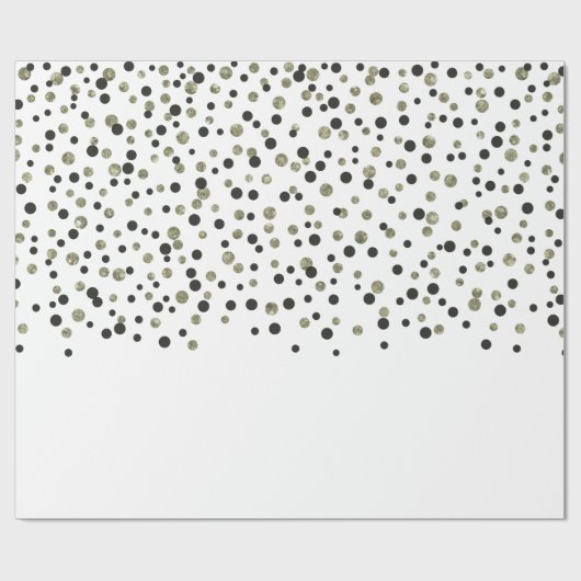 Gold Black Confetti Cadeaupapier (Vlak)