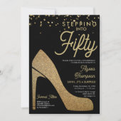 Gold Black Confetti Formal Surprise 50ste verjaard Kaart (Voorkant)