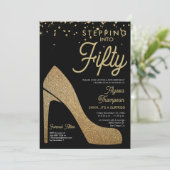Gold Black Confetti Formal Surprise 50ste verjaard Kaart (Staand voorkant)