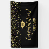 Gold & Black Confetti - Gefeliciteerd Afstuderen Spandoek (Verticaal)