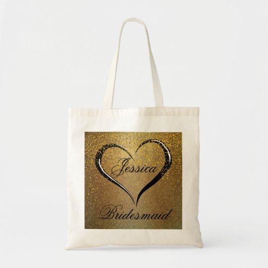 Gold Black Confetti Heart Wedding Welkom Canvas ta Tote Bag (Voorkant)