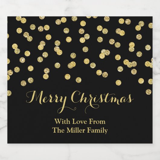 Gold Black Confetti-kerstbier Bier Etiket (Enkel label)