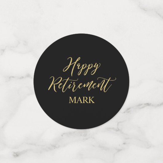 Gold Black Confetti Modern Retirement Party Decor (Kleine voorkant)