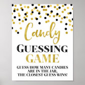 Gold Black Confetti Snoep Guting Game Sign Poster (Voorkant)
