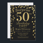 Gold Black Confetti Surprise 50th Birthday Kaart<br><div class="desc">Laten we dit feest beginnen! Met dit goud en deze zwarte uitnodiging kun je het grootse vieren!</div>