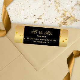 Gold Black Confetti Wedding Return-label Etiket