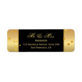 Gold Black Confetti Wedding Return-label Etiket (Voorkant)