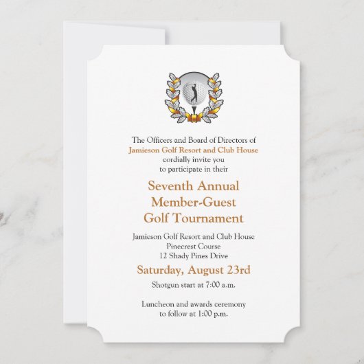 Gold Black Corporate Golf Tournament Invitation Kaart (Voorkant)